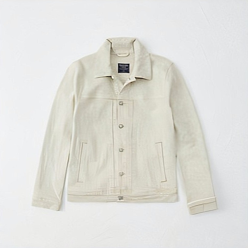 NWT ABERCROMBIE & FITCH A&F MEN’S Garment Dye Trucker Jacket M $110 stone cream