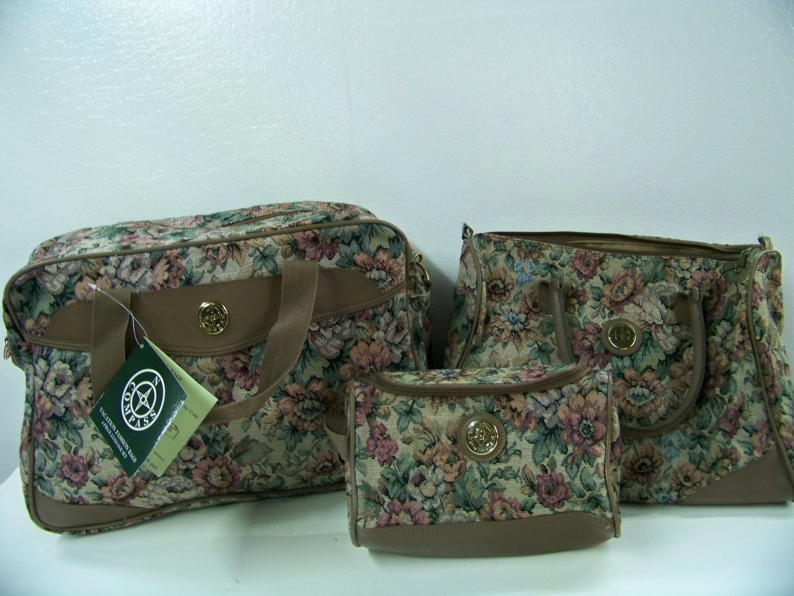 Compass 3PCS Vintage Floral Tapestry Weave Vacation Fashion Bags
