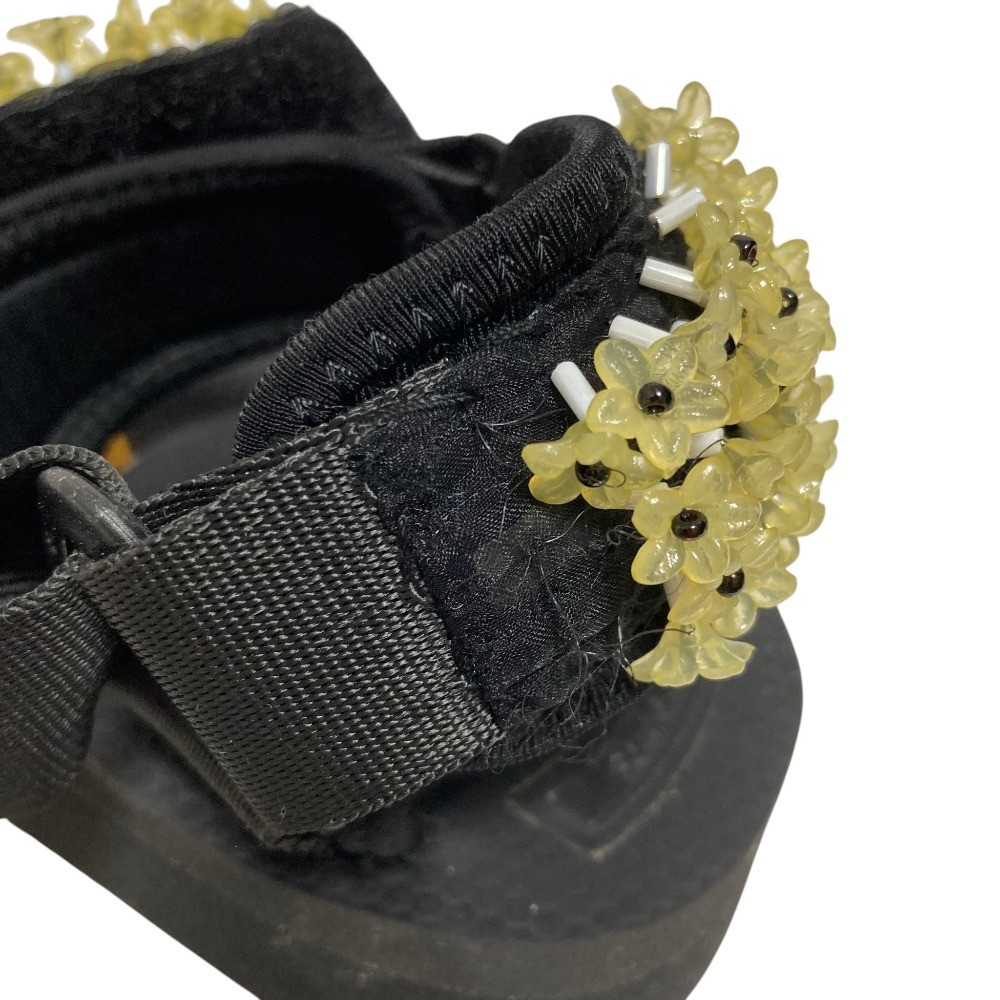 SUICOKE × CECILIE BAHNSEN Maria Flower Bead Sandals 9.1″” Black Women USED