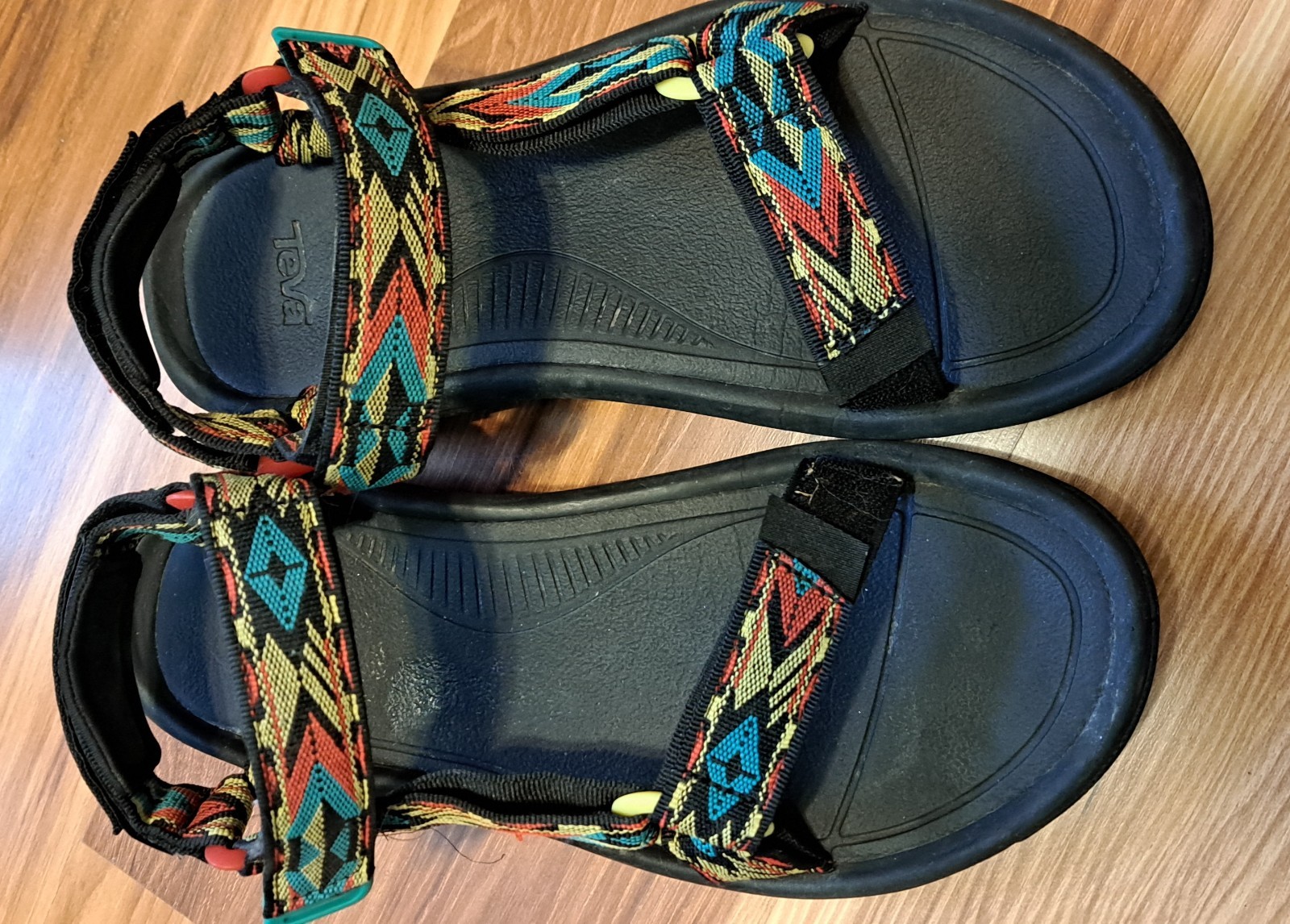 Teva Hurricane XLT2 Sport Sandals Black Multi Color Geometric Straps Mens 9