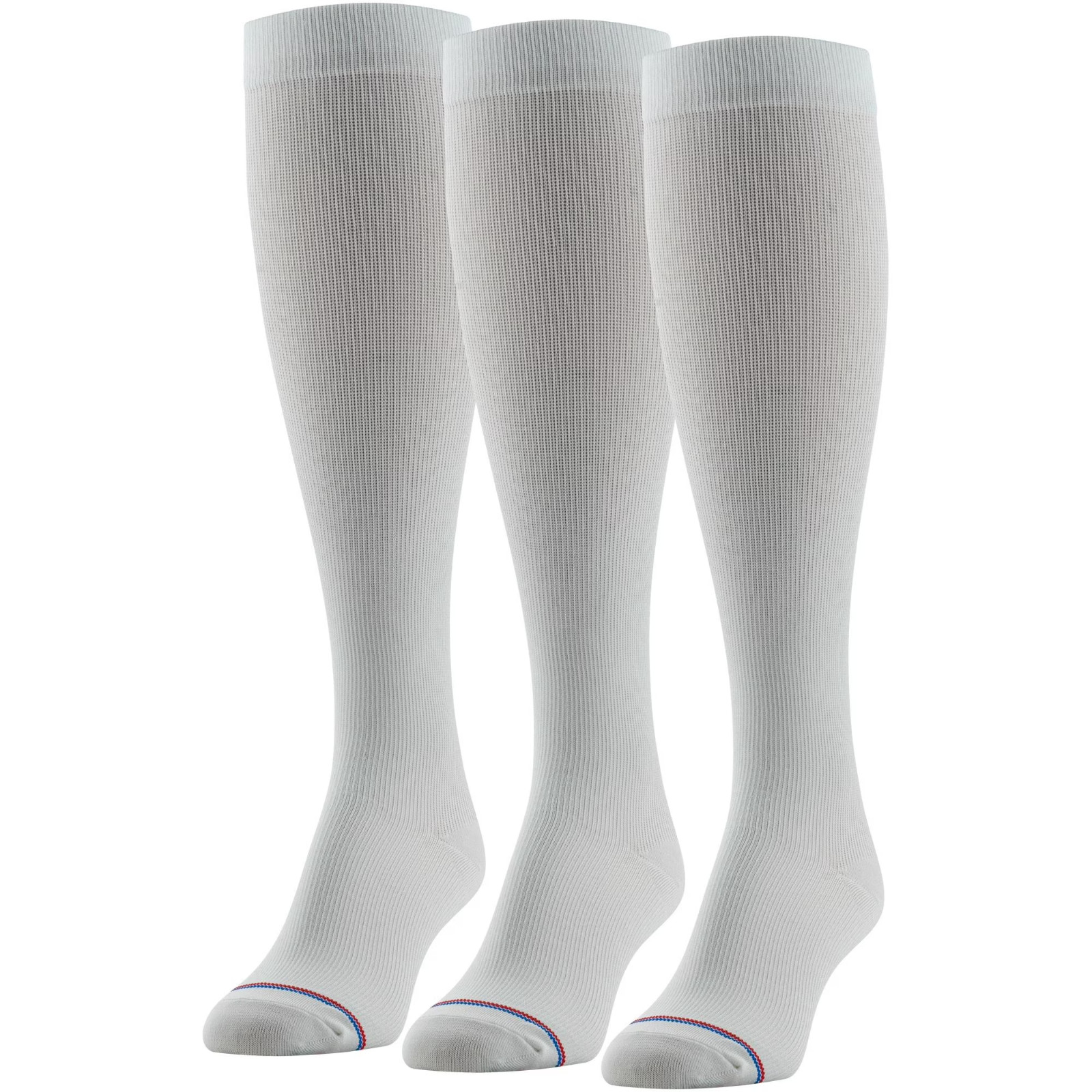 MediPeds Womens whte Mild Compression Knee High Support Socks, 3 Pair Shoe 6-10
