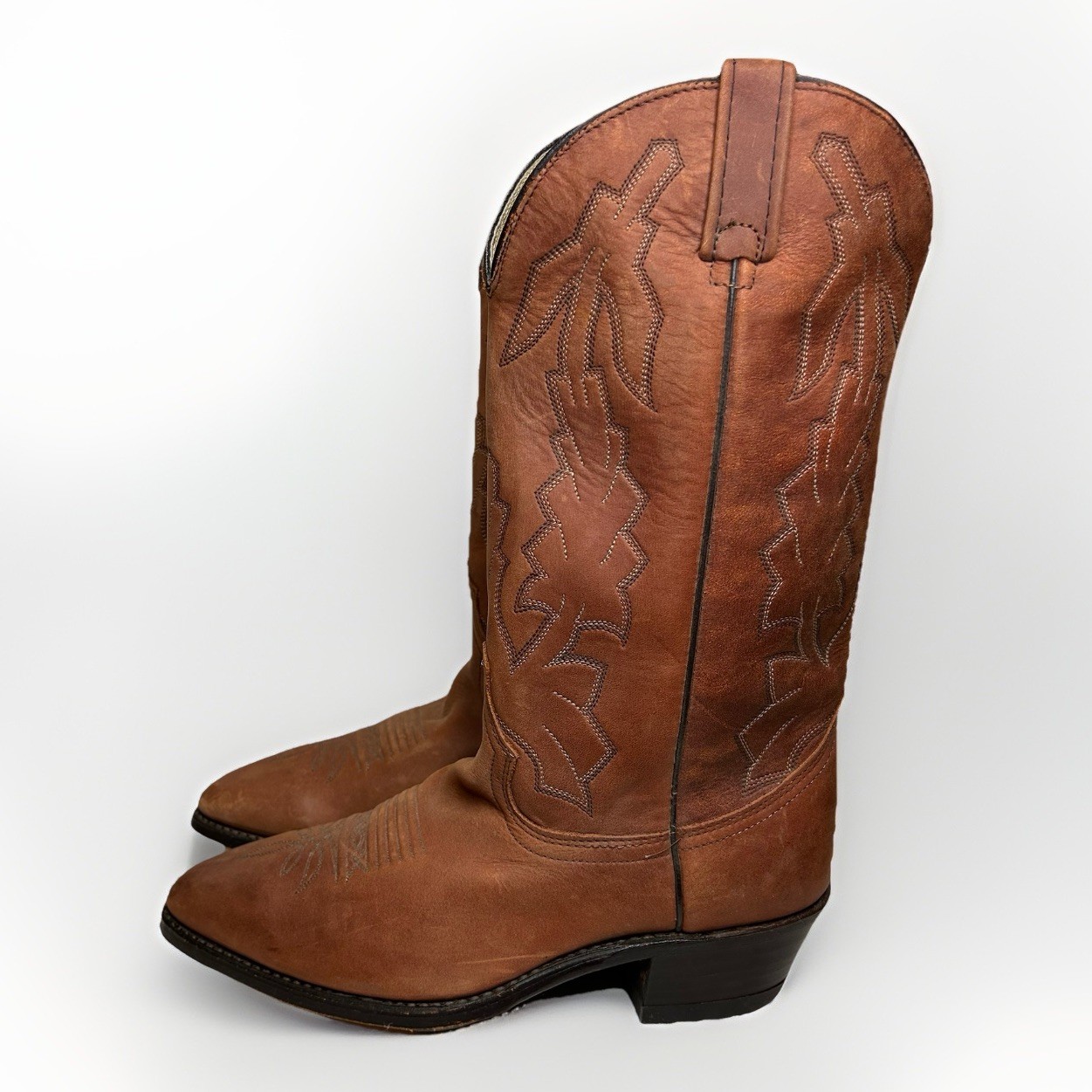 EUC Vintage Dan Post Marlboro Western Leather Cowboy Boots Brown P2551 Size 7 EW