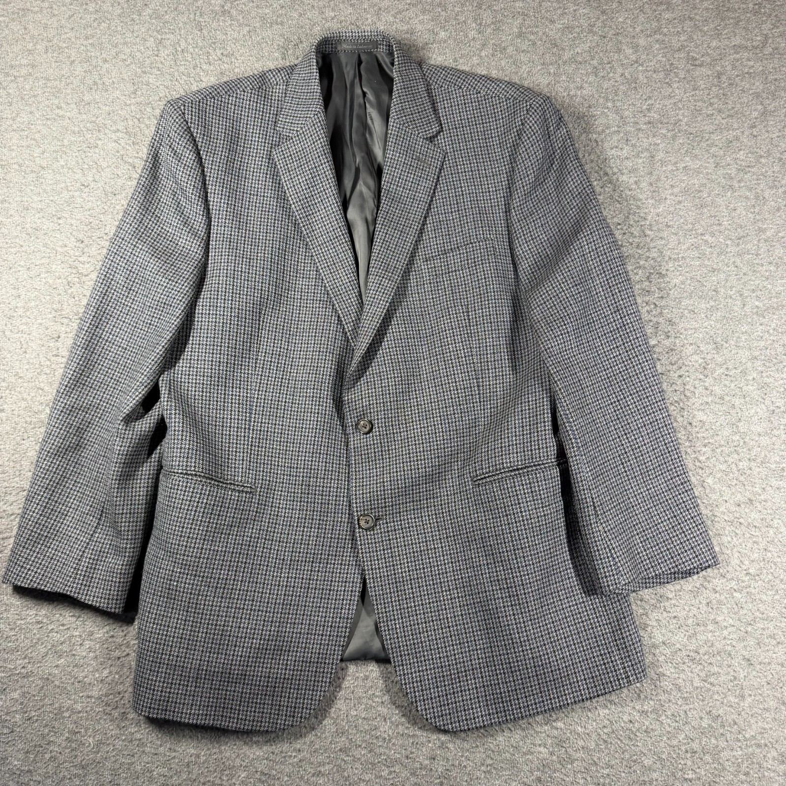 Lauren Ralph Lauren 100% Wool Puppy Tooth Houndstooth Blazer Mens 46L Gray
