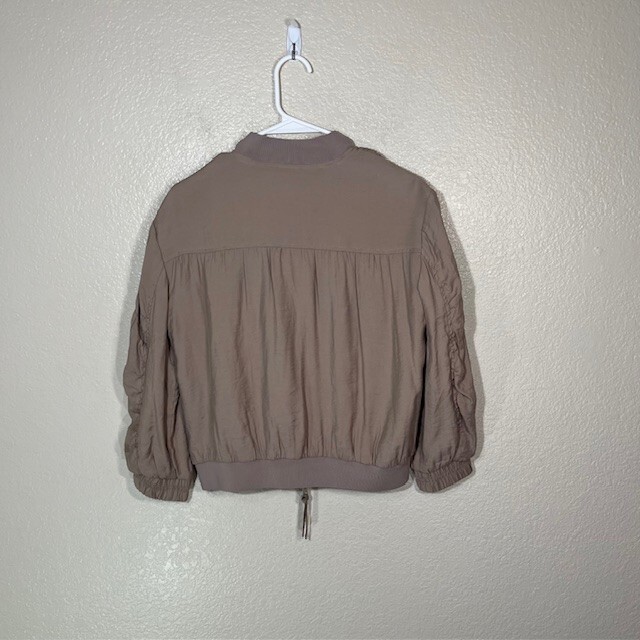 Allsaints Jacket Womens Medium Angie Light Bomber Full Zip Beige Viscose