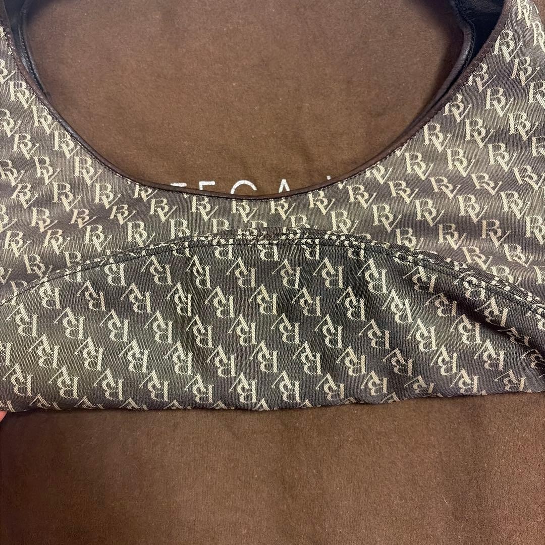 Good Condition Bottega Veneta BV Pattern Shoulder Bag Canvas x Leather Brown
