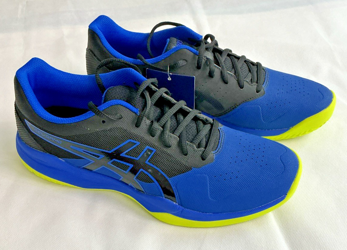 ASICS Men Gel-Game 7 Black/Illusion Blue Tennis Athletic Shoes Size 10