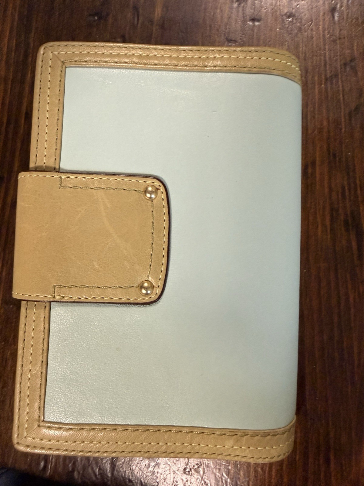 COACH LEGACY TURN-LOCK AGENDA COVER IN SEA-FOAM LEATHER