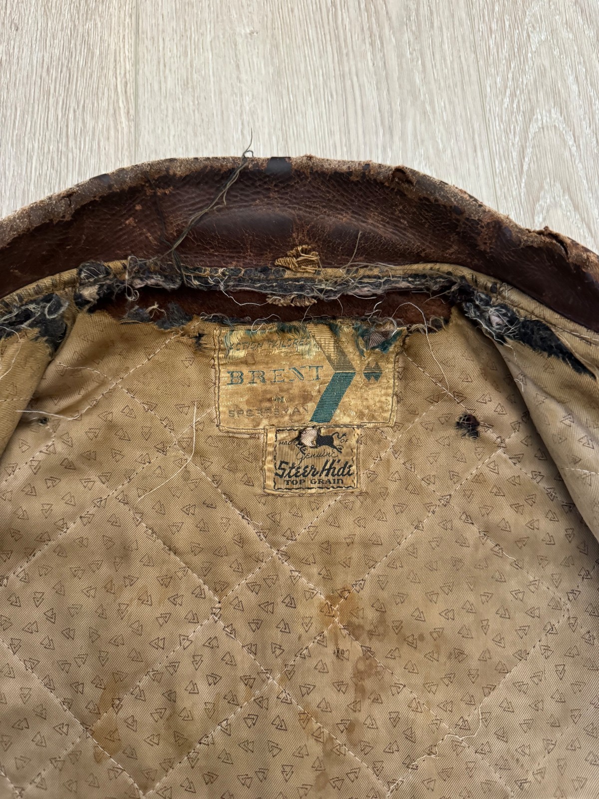 vintage 50s Steerhide Leather Bomber Jacket M Teacore Faded Patina 40s Horse