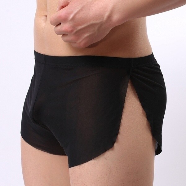 Men Sexy Sheer See Through Boxer Briefs Underwear Mesh Shorts Trunks Underpants