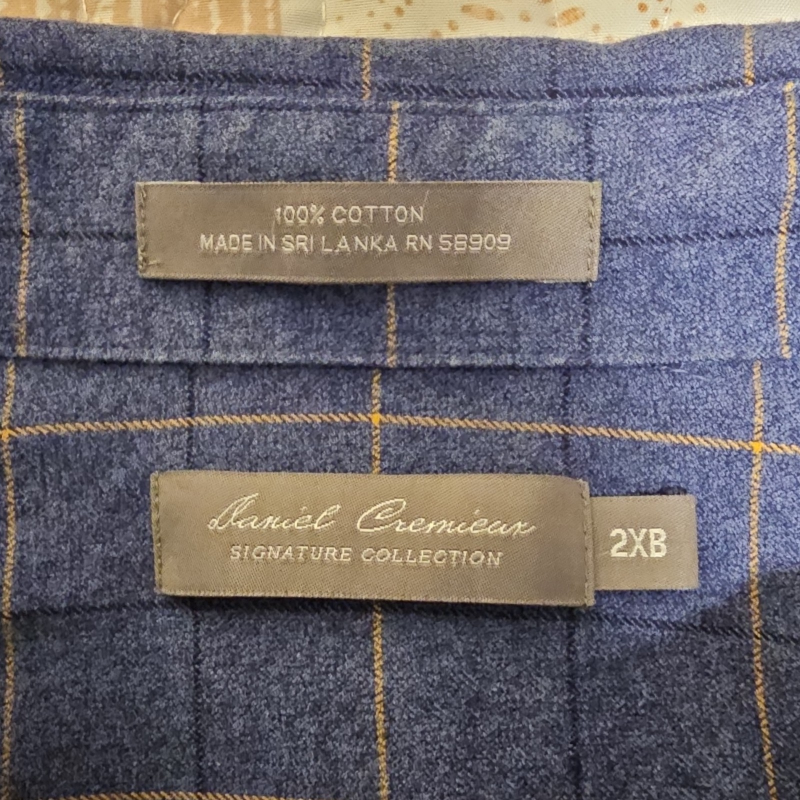 Daniel Cremieux Signature Collection Mens 2XB Big Blue Windowpane Check Shirt