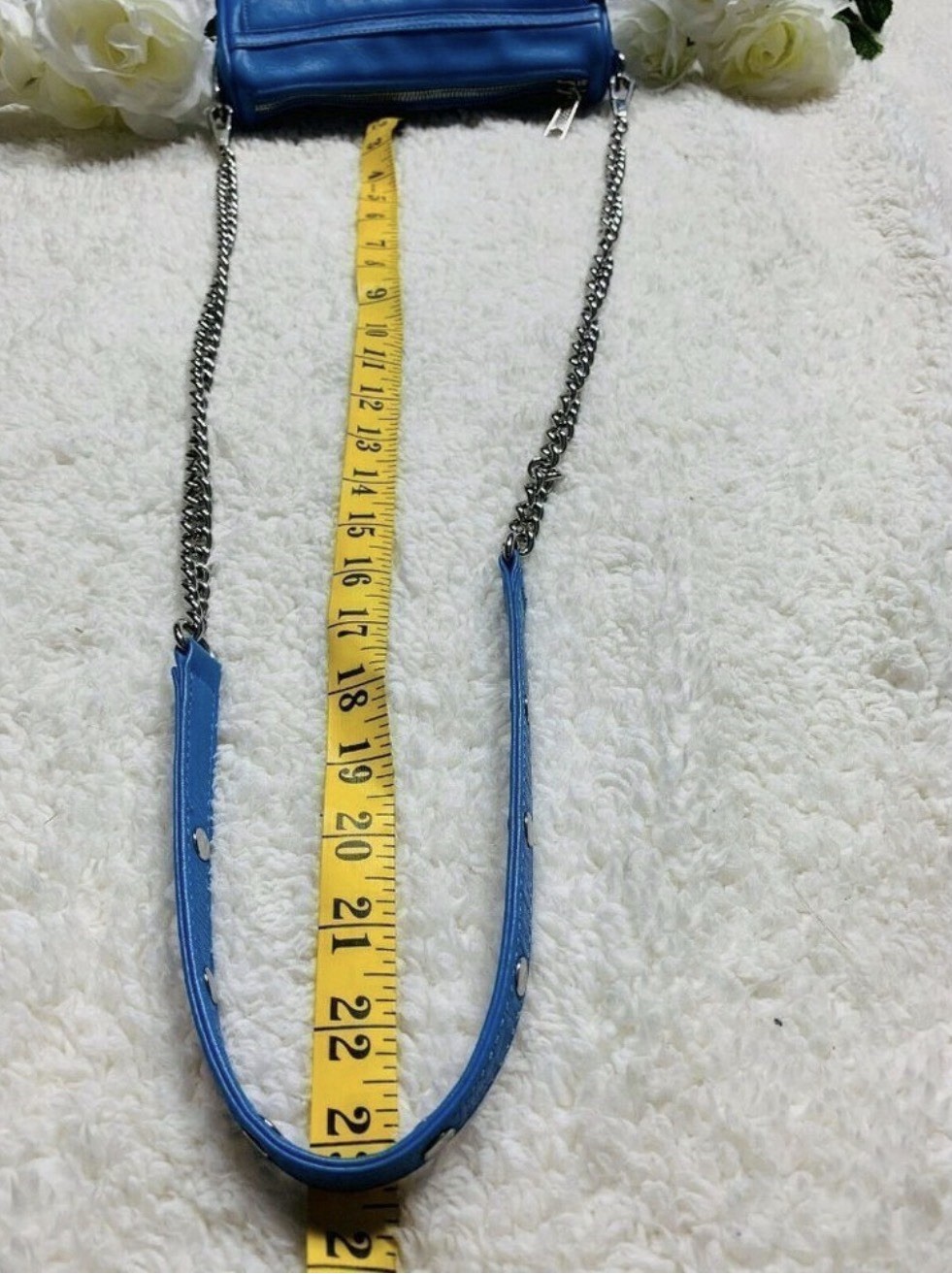 REBECCA MINKOFF MAC Blue Crossbody Chain Strap Silver Hardware with Dust Bag
