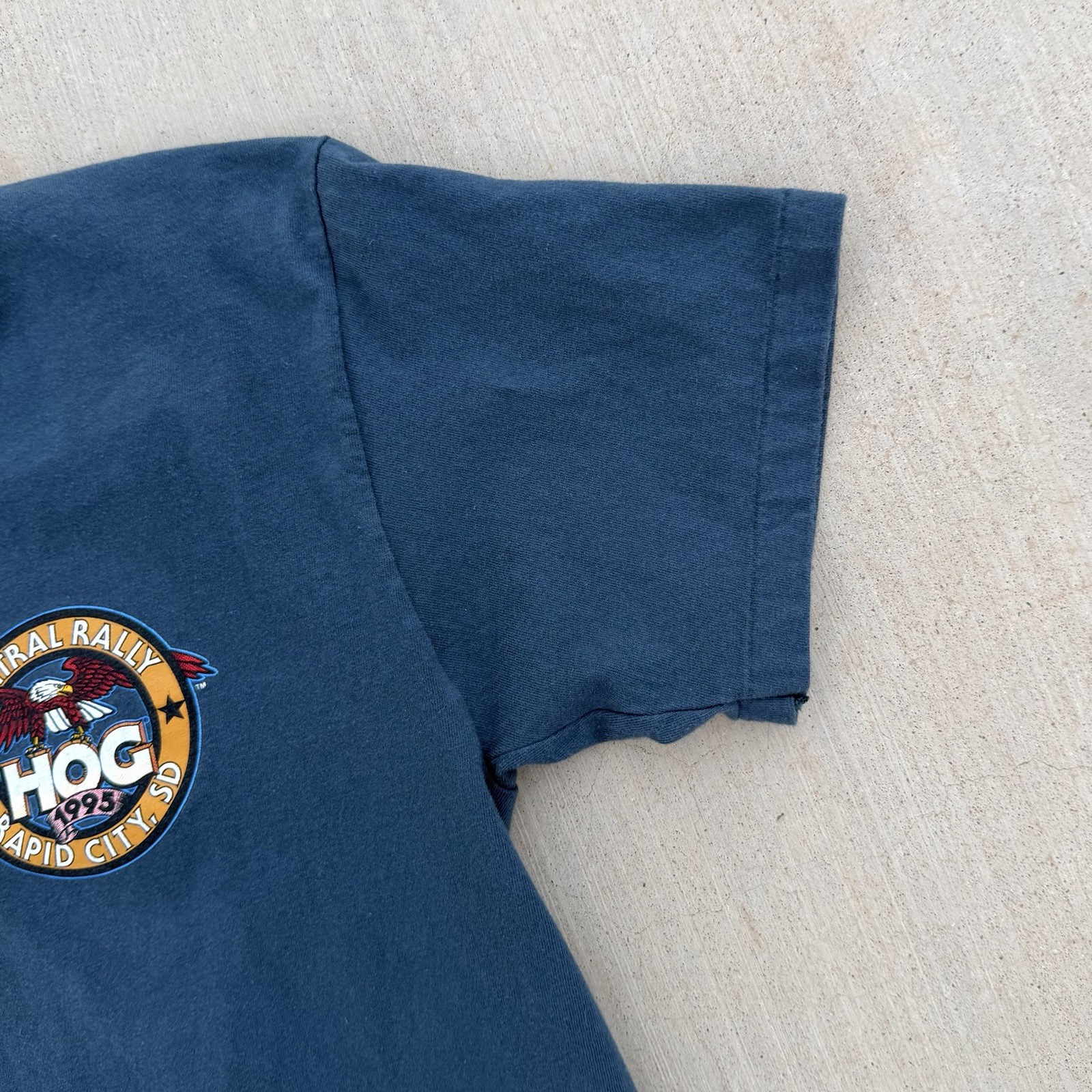 Vintage 1995 Harley Davidson Owners Group Rapid City T-Shirt Blue Size Medium