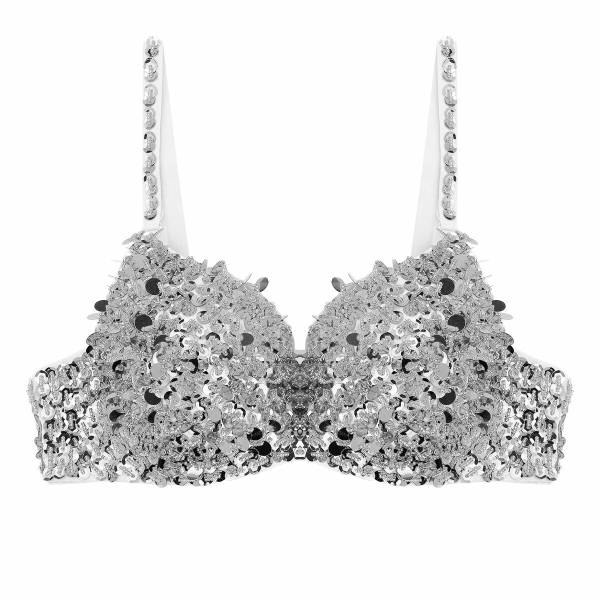 Womens Sequins Sparkle Bra Crop Top Belly Dance Costume Tops Rave Party Clubwear