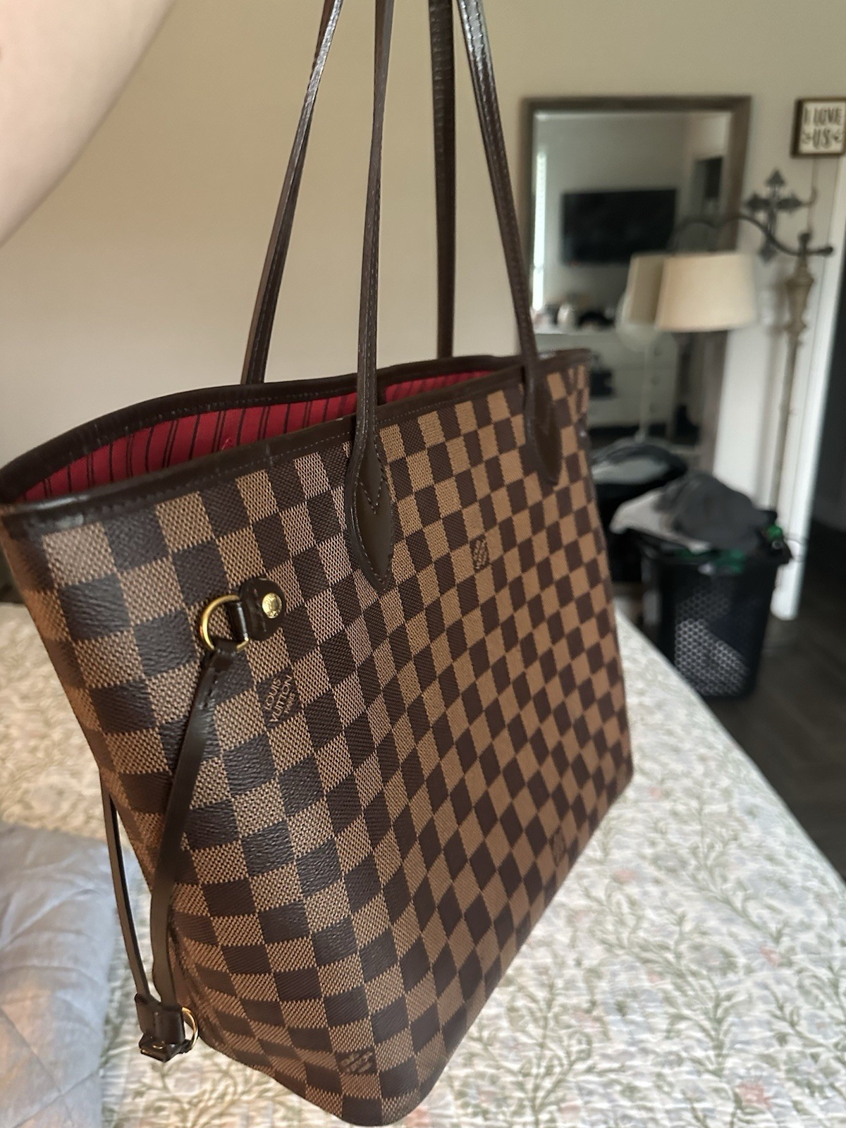 Authentic Louis Vuitton Neverfull Mm Damier Ebene Tote Shoulder Bag Beautiful!