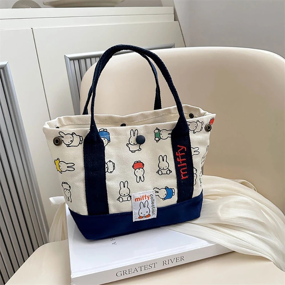 Miffy Cute Cartoon Rabbit Canvas Handbag Embroidery Fashion Multifunctional Bag