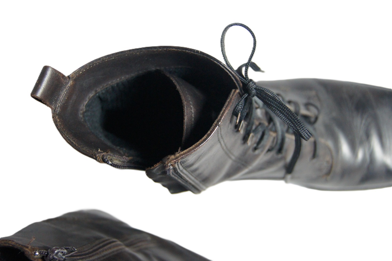 Santana® Canada Low Boots Black Sz. 8.5M W/Side Zipper AND Lace-Up Vintage 1997