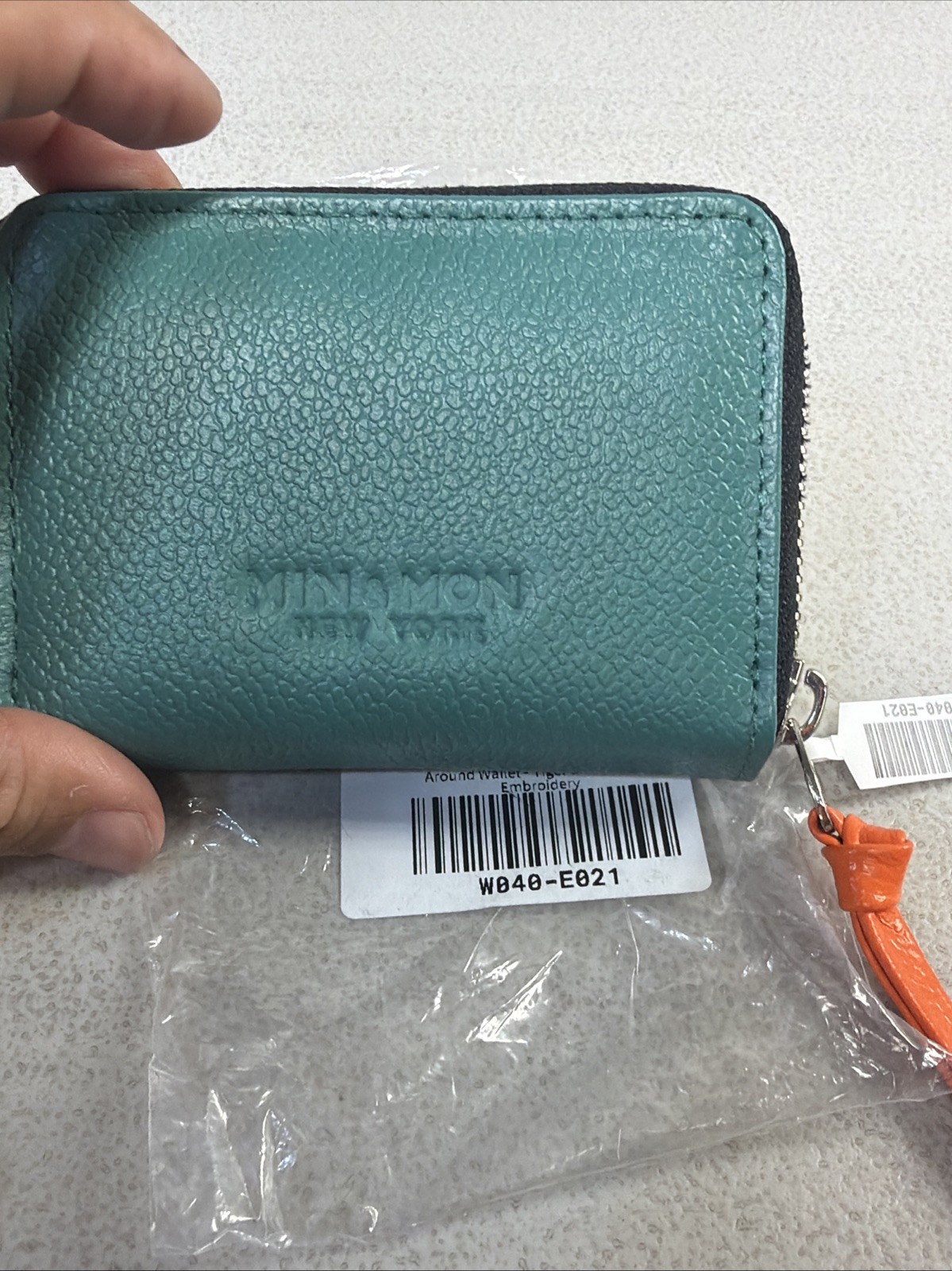 Min & Mon Frodo Basil Green Leathe Zip Around Wallet HAPPY TIGER