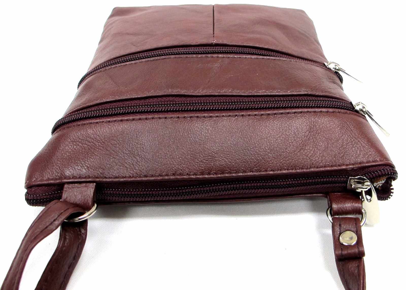 5 Zipper Pocket Genuine Leather Every Day Purse Shoulder Cross Body Slim 7 Color