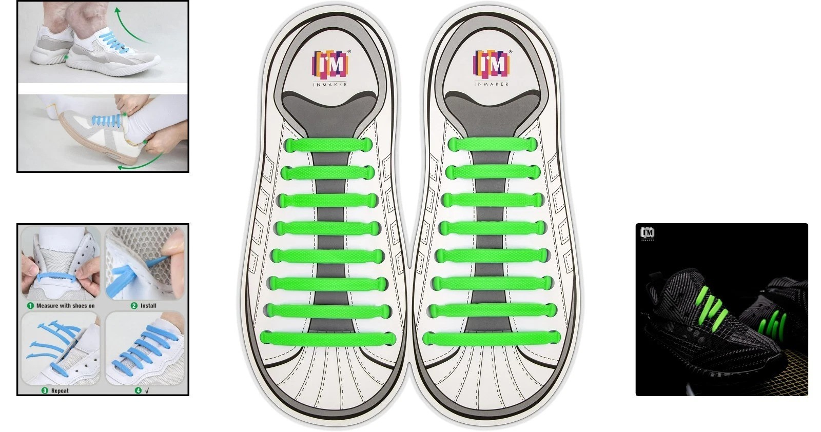 Stylish Green No Tie Shoelaces – Waterproof & Comfortable Elastic Laces for All