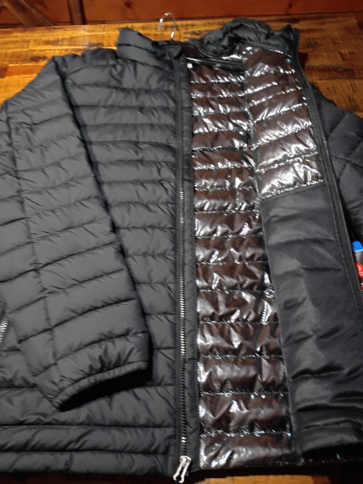 MENS Columbia White Out Omni Heat SILVER DOT Puffer Jacket Black Sz 2X Tall 2XT