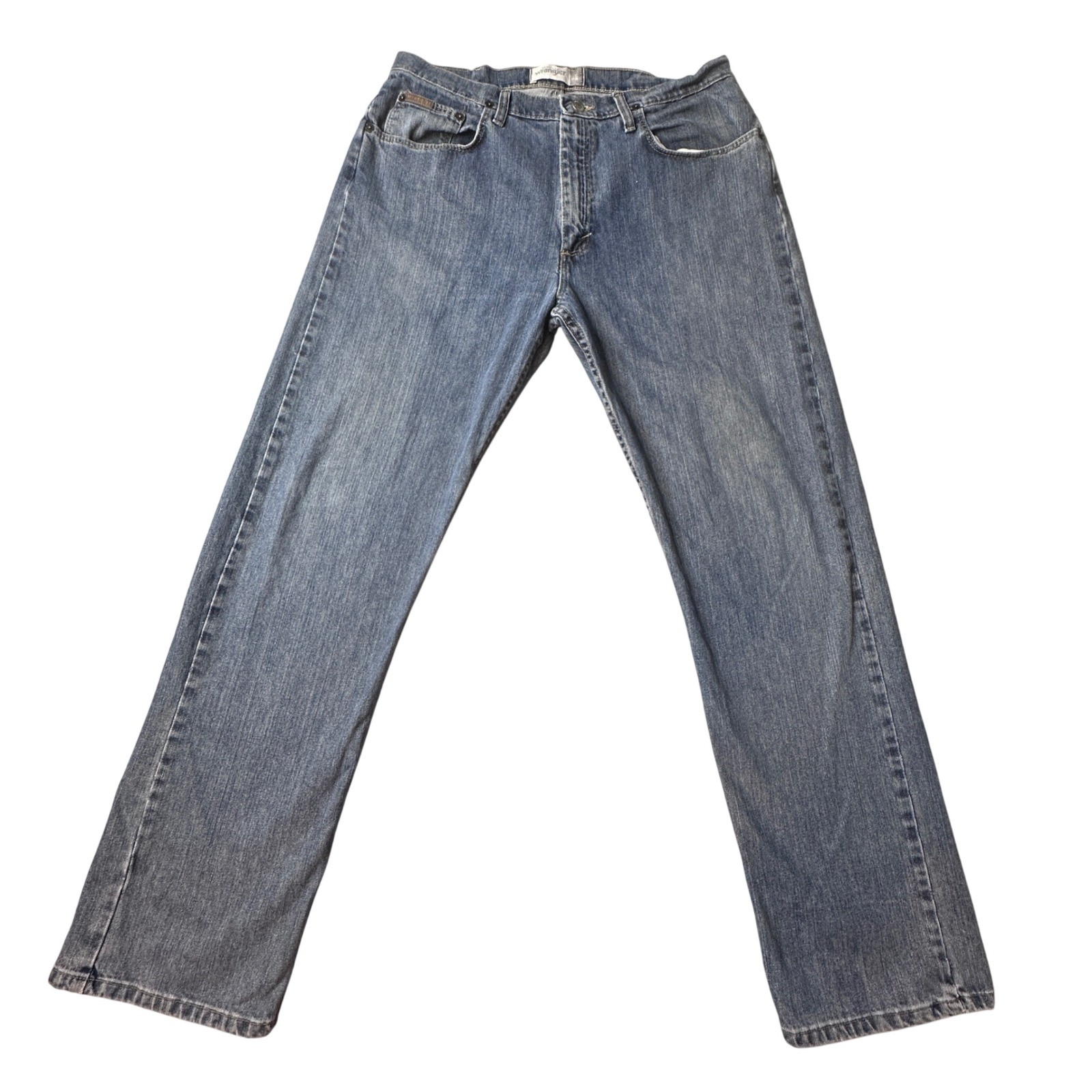 Wrangler Jeans Mens 34×34 Blue Genuine Wrangler Loose Fit MGW30WS Straight Denim