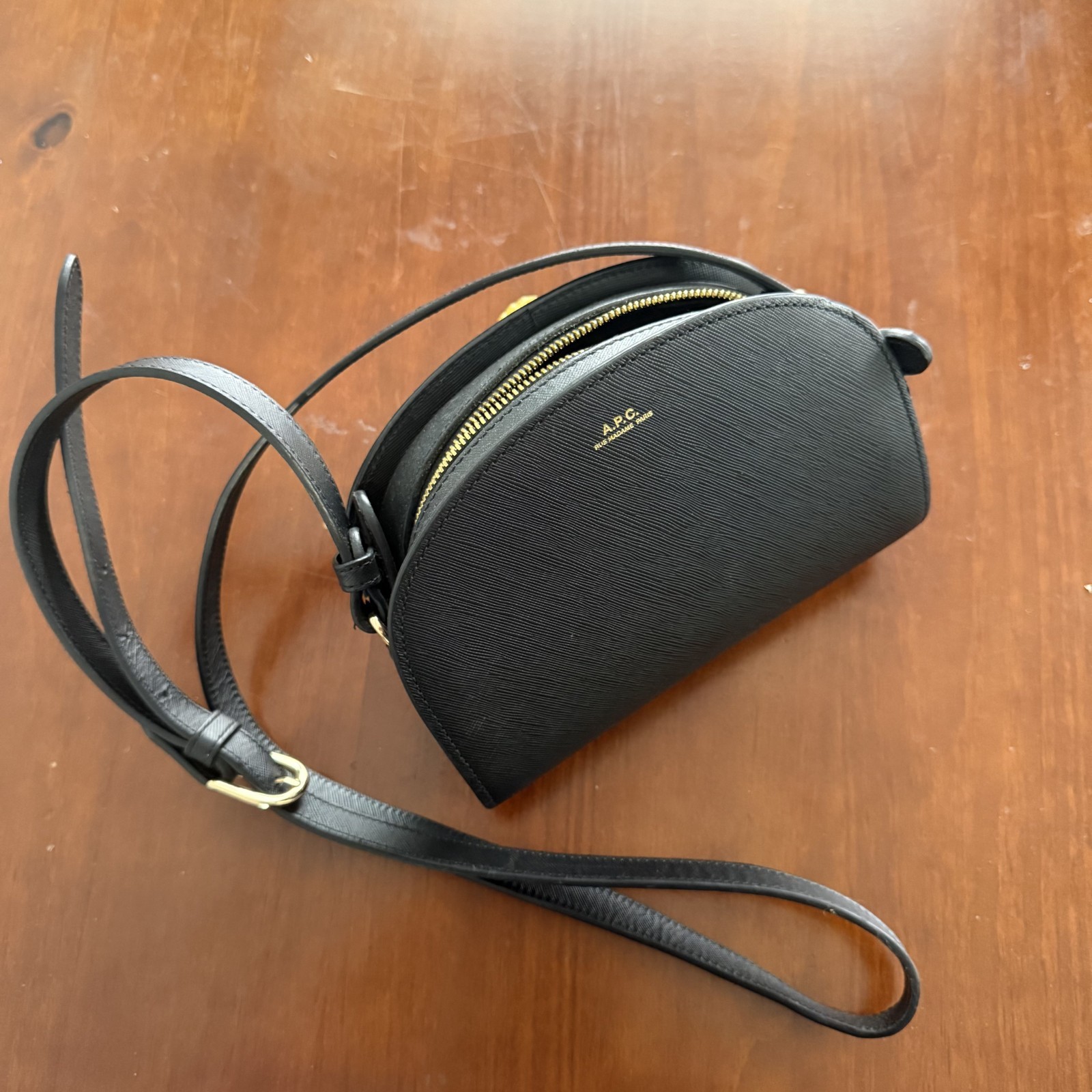 A.P.C. Black Half Moon Demi Lune crossbody leather bag