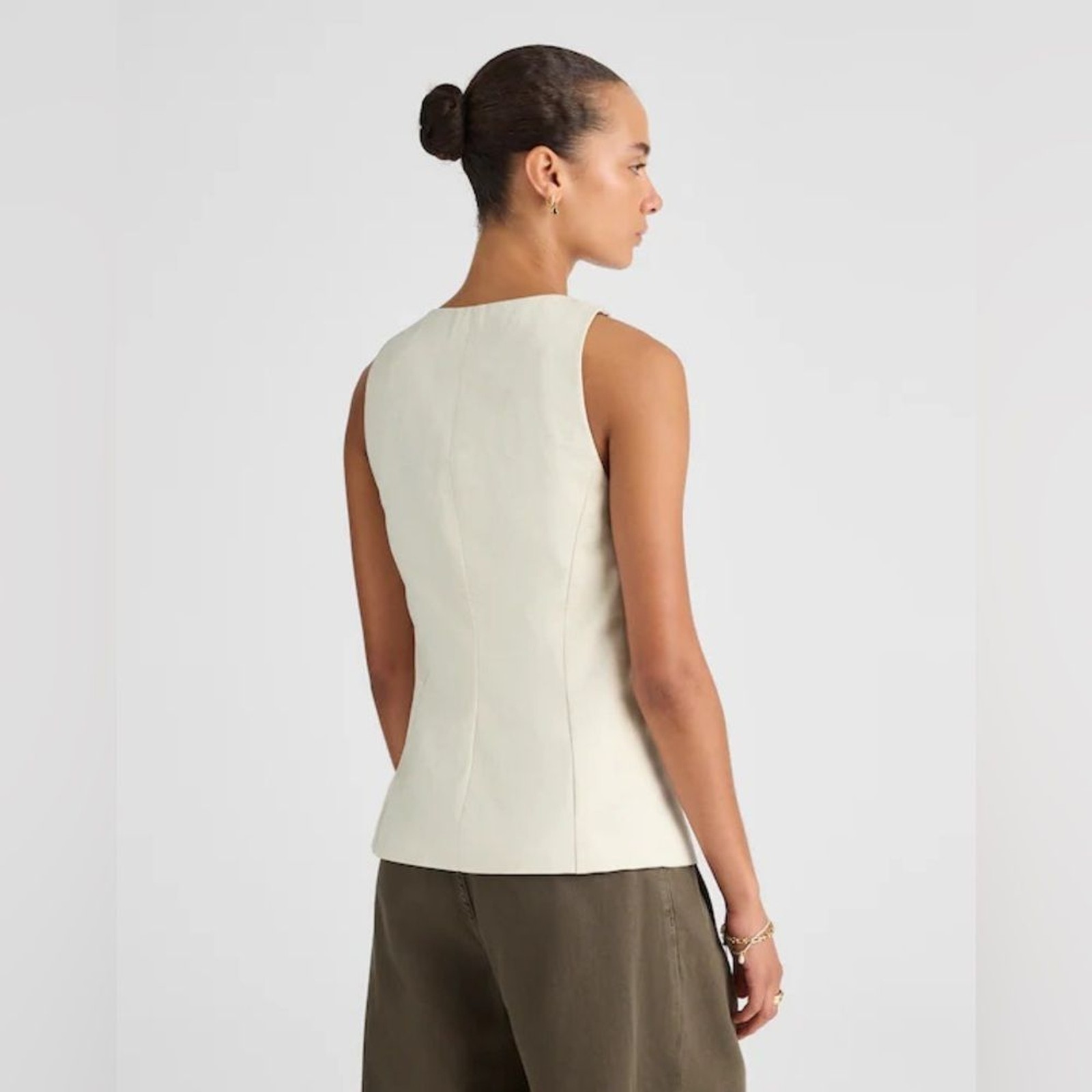 Madewell NWT Crewneck Cutaway Vest in Drapey Twill Size 0 in Vintage Ivory