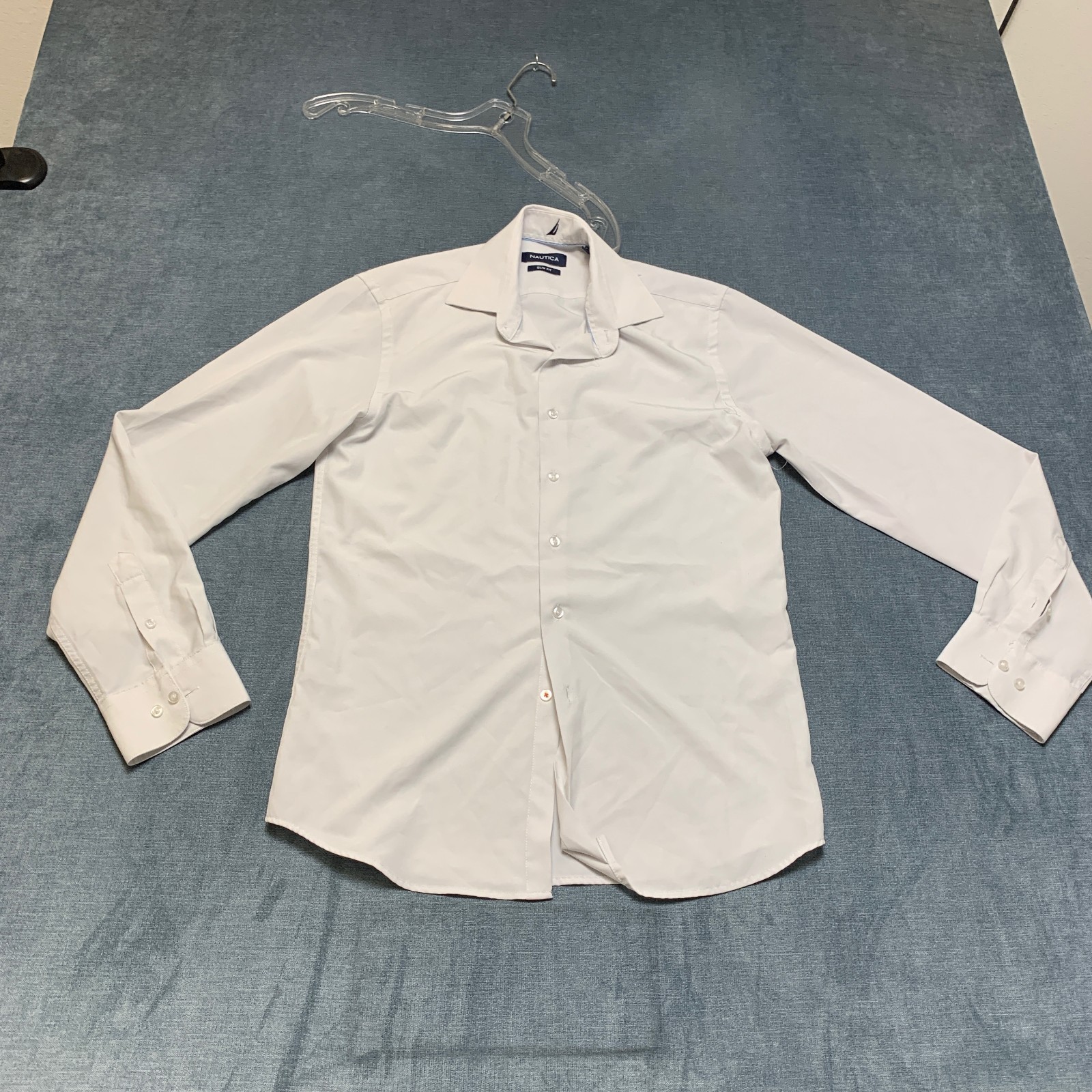 Nautica Slim Fit Dress Shirt Mens Small 14-14.5 32/33 White Formal Business