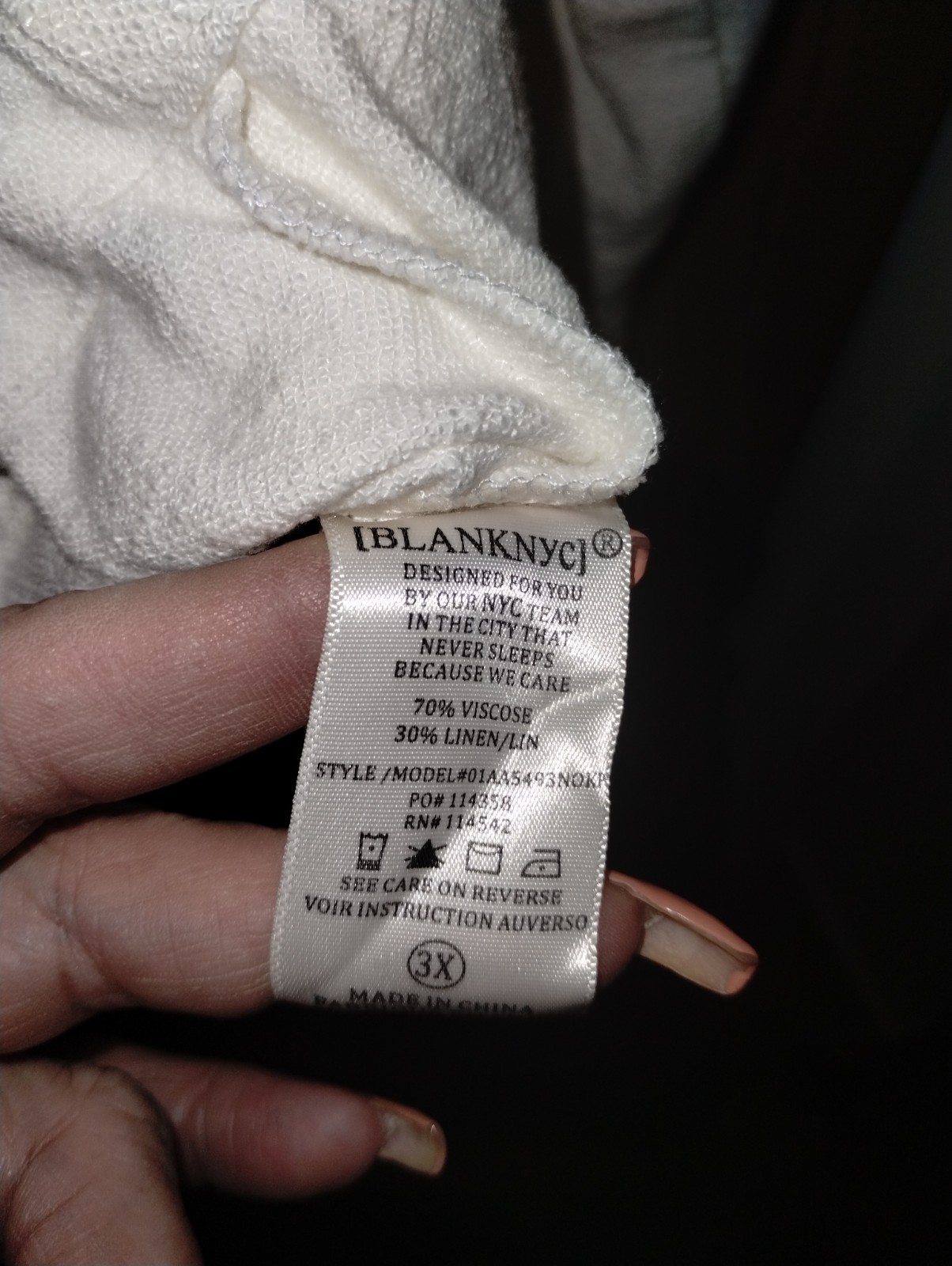 Blank NYC Linen/Cotton Blend Cream Bomber Style Jacket Size 3X