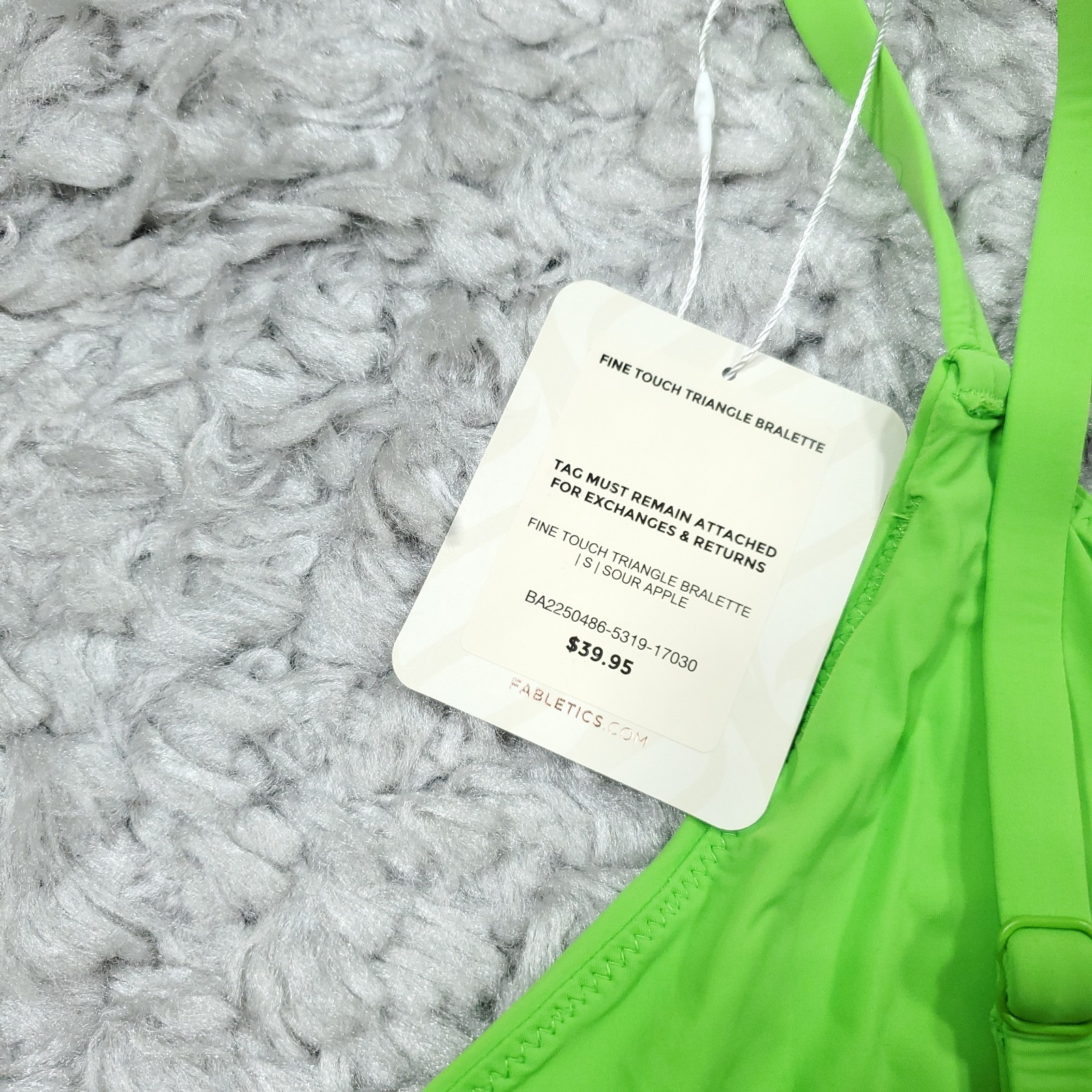 Fabletics Fine Touch Triangle Bralette Women’s Size Small Sour Apple Green