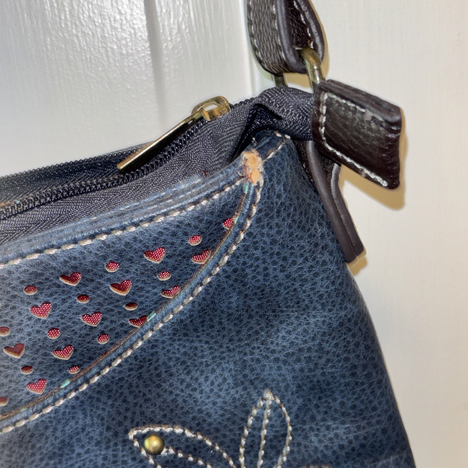 CHALA NAVY BLUE RED CARDINAL SWEET MESSENGER CROSSBODY TOTE PURSE FAUX LEATHER