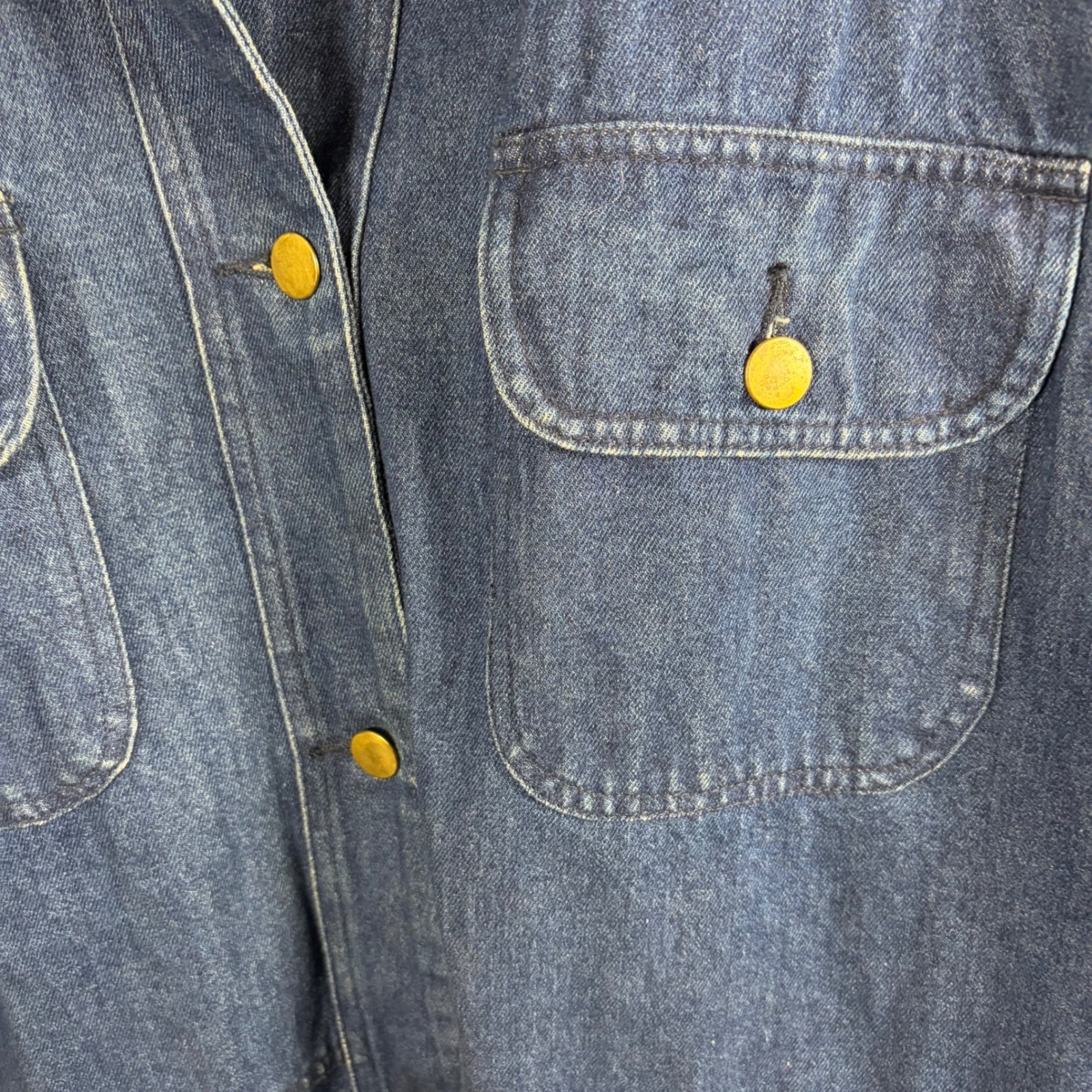 Vintage Sterling Bay Denim Chore Coat Flannel Lined Barn Jacket Men M Hong Kong