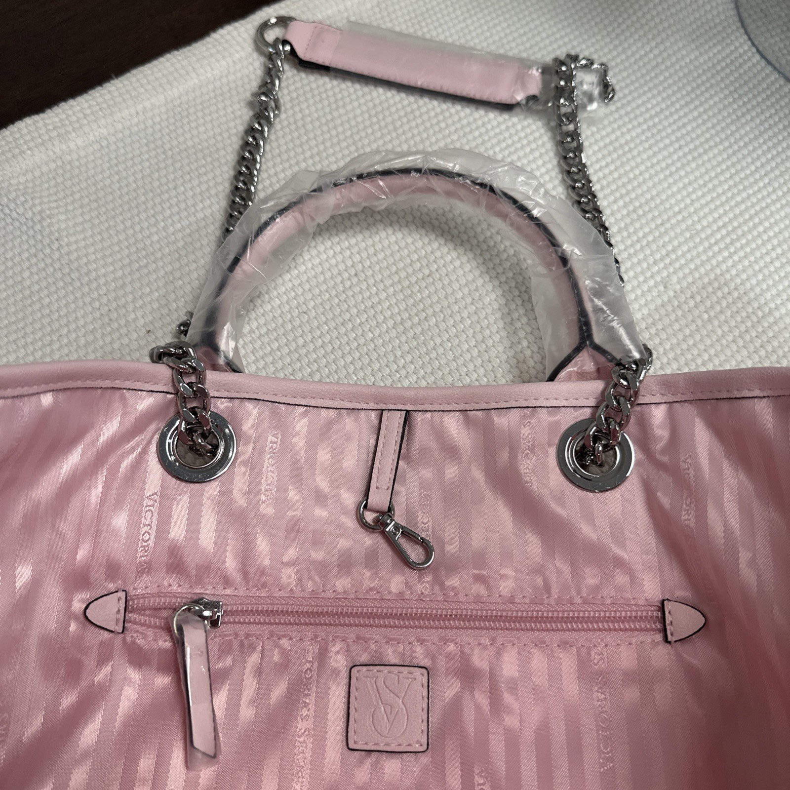 NWT Victoria’s Secret Pink Heritage Stripe Tote Bag Chain Strap Large shopper