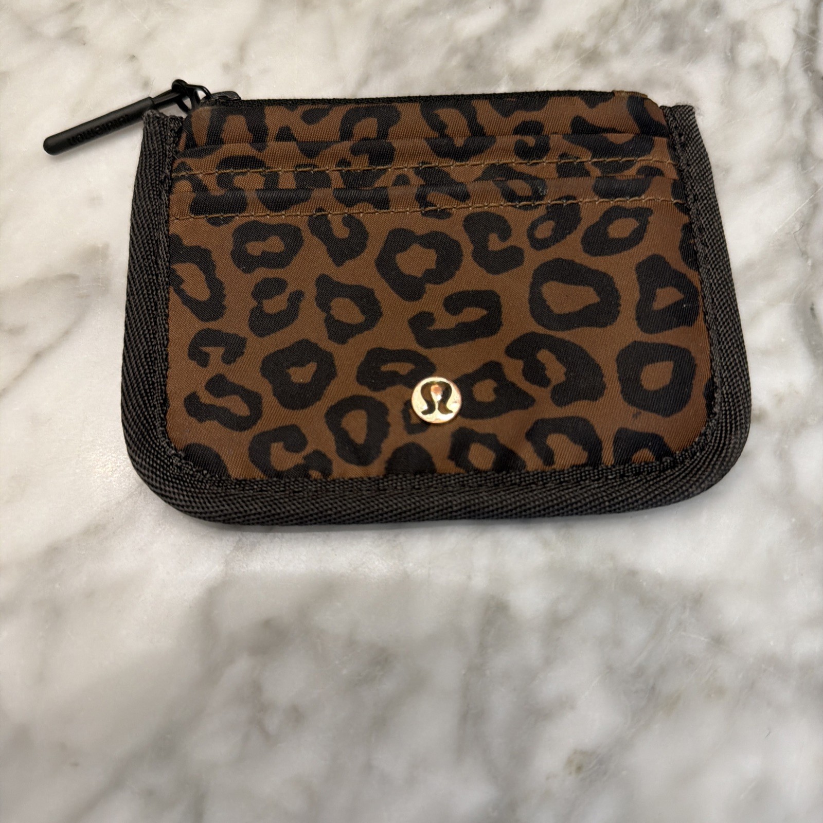 LULULEMON CARD CASE~LEOPARDO MINI DESERT KHAKI Zip Top