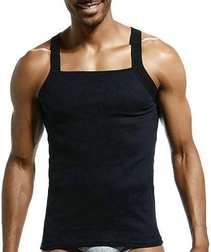 Zhiweikm Men’s G-Unit Style Square Cut Tank Tops Cotton Comfort Stretch Vest, XL