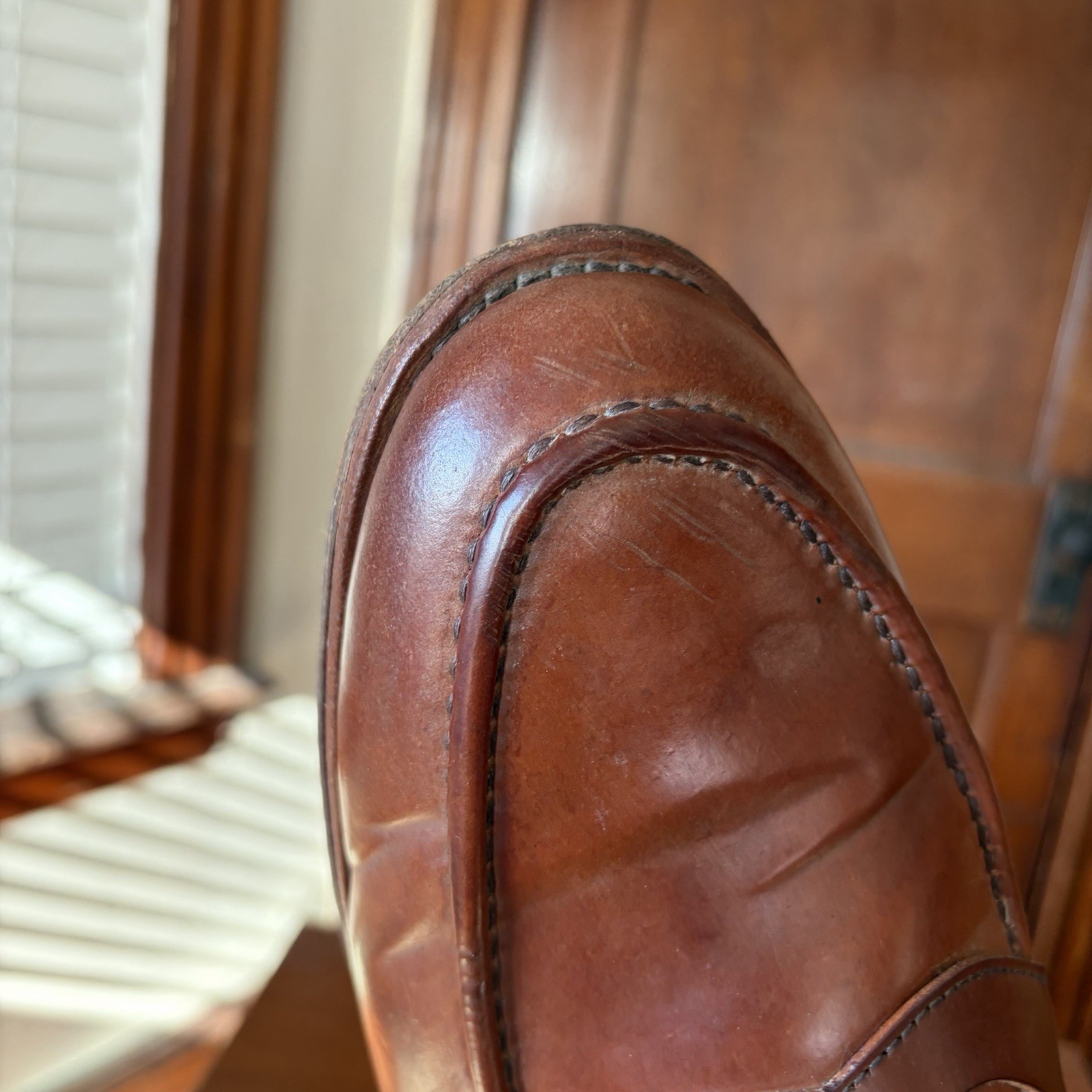 ALLEN EDMONDS 13EEE NATURAL SHELL CORDOVAN RANDOLPH LOAFERS SHOES 13 3E