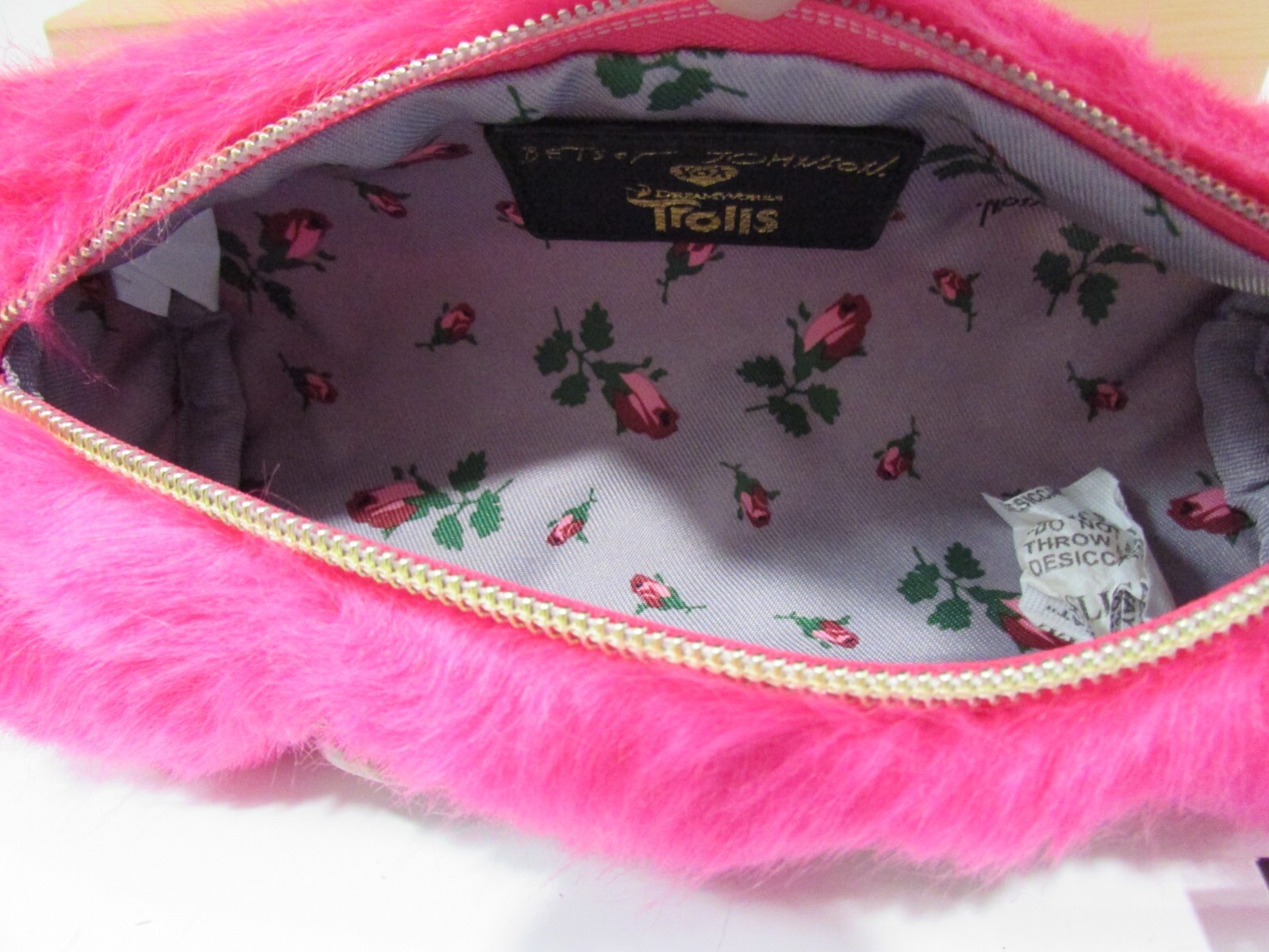 Betsey Johnson Kitsch Googly Eyes Trolls Faux Fur Cosmetic Clutch Bag Pencil NWT