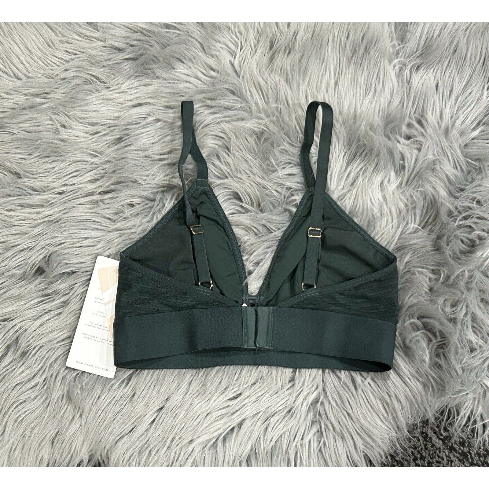 All.You.LIVELY The Busty Stripe Mesh Bralette In Emerald Size 1 32DD-34DD