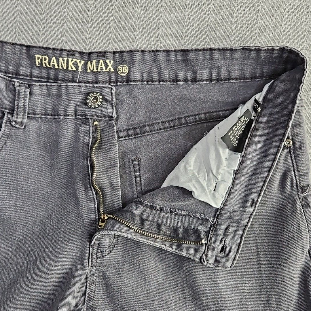 Franky Max Jeans Men’s W36 L30 Tapered Gray Wash Moto Biker Reinforcement Denim