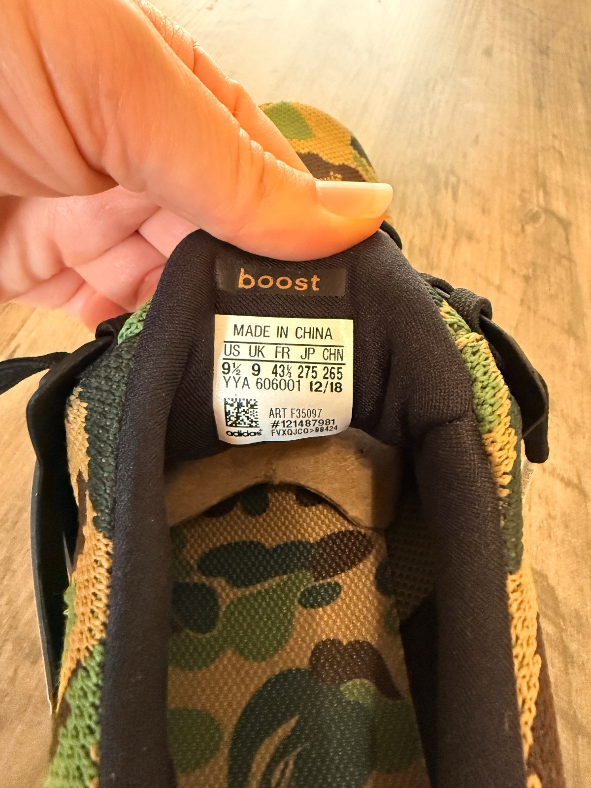 Size 9.5 – A Bathing Ape x adidas UltraBoost 4.0 Green Camo