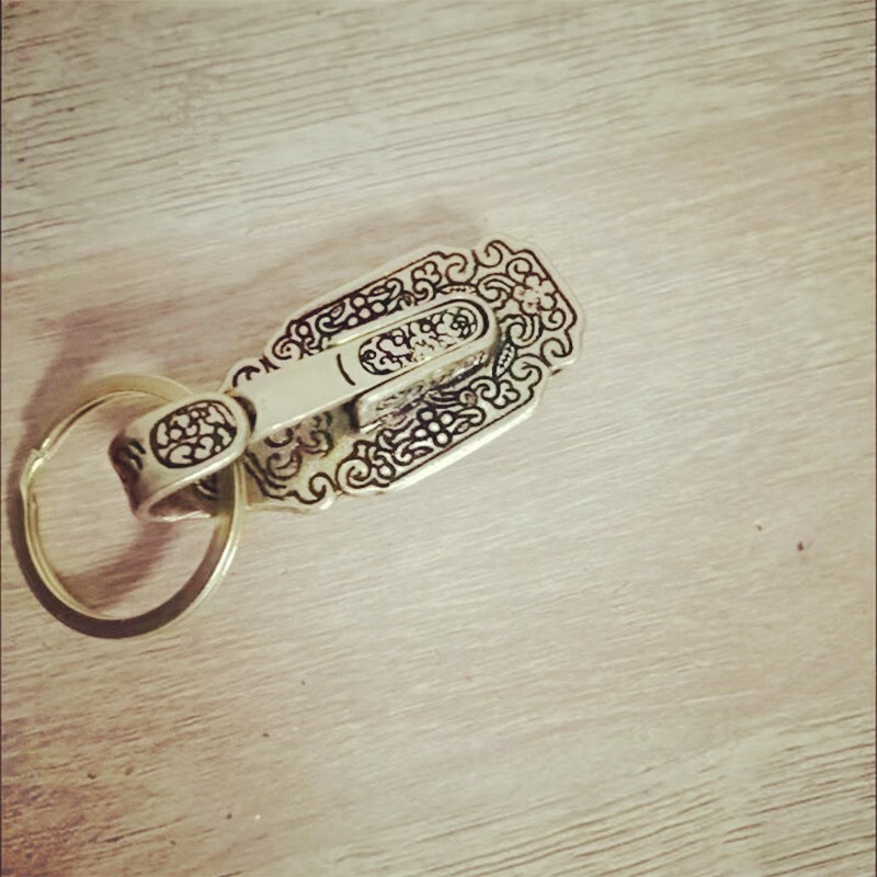Pure brass solid patterned keychain handmade gift