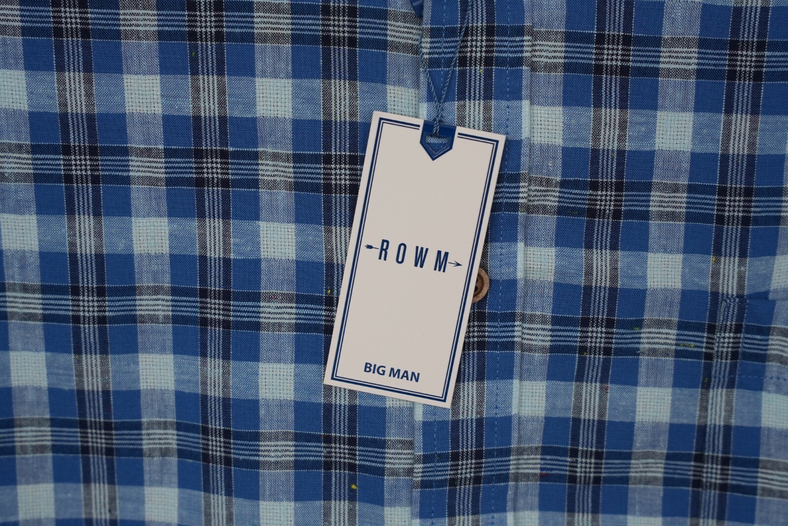 Dillard’s Rowm Men’s Short-Sleeve Shirt 2XB Big Man Blue White Plaid NWT