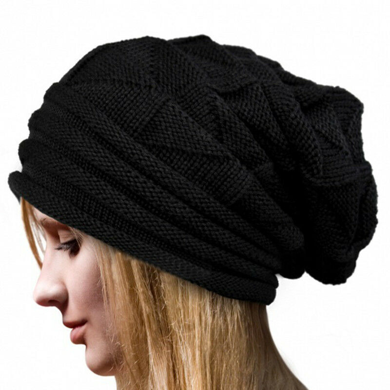 Women Men Winter Crochet Slouch Hat Wool Knit Beanie Baggy Warm Ski Caps Fashion