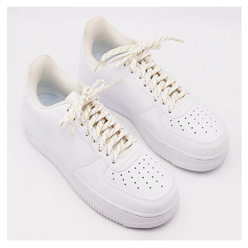 Luxury Gold wire Flat Shoelaces Sneakers Casual Shoe laces 7mm Wide Rope Shoelac
