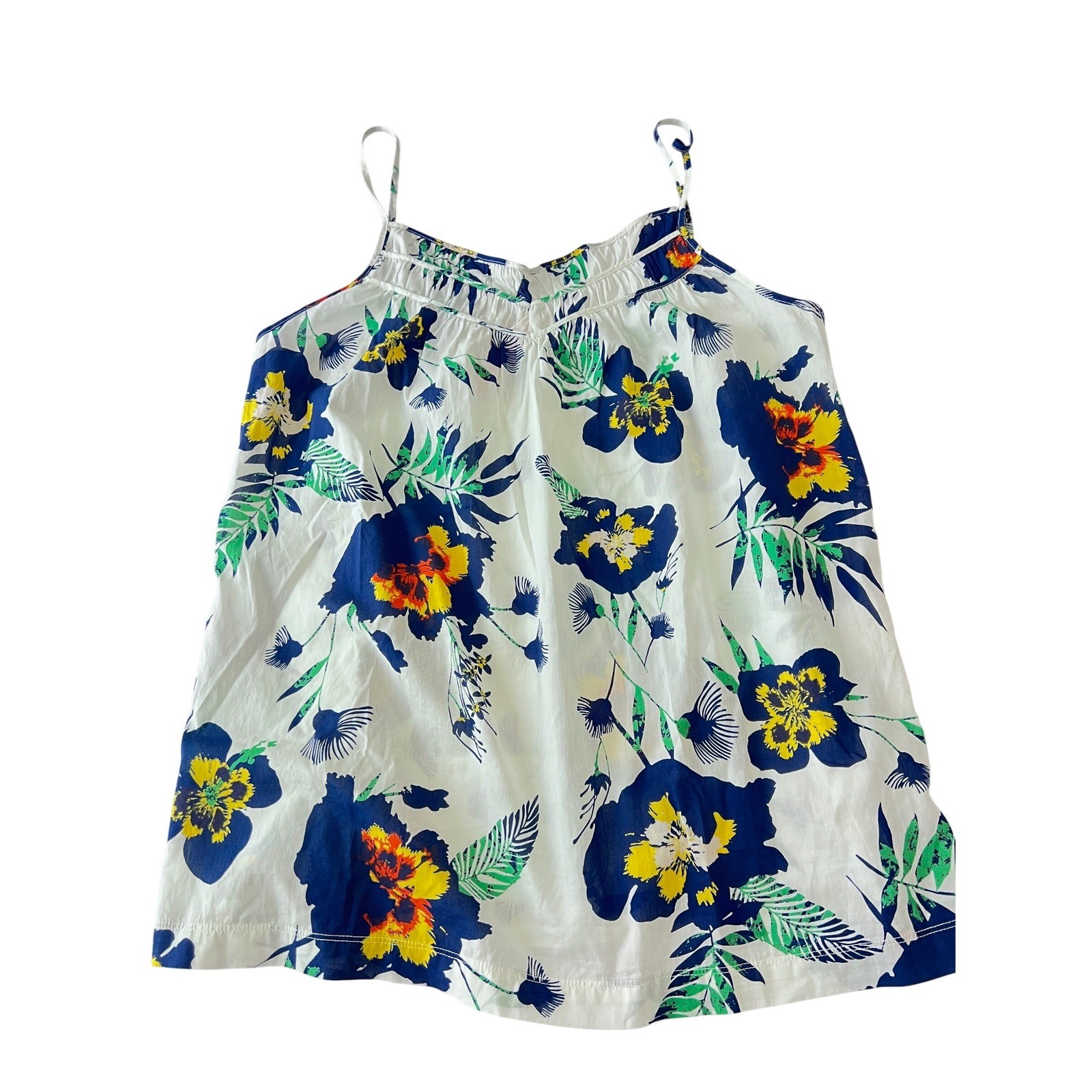 Patagonia Sedum Cami Women L White Annisa Tropical Floral Organic Cotton Tank