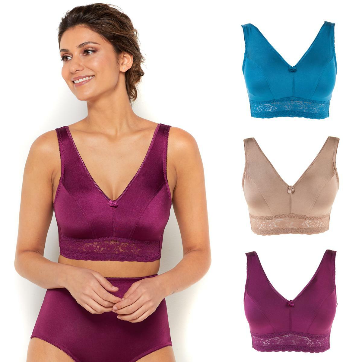 Rhonda Shear 3-pack Pin Up Smooth Bra with Removable Pads in Darks 650-168, 1X