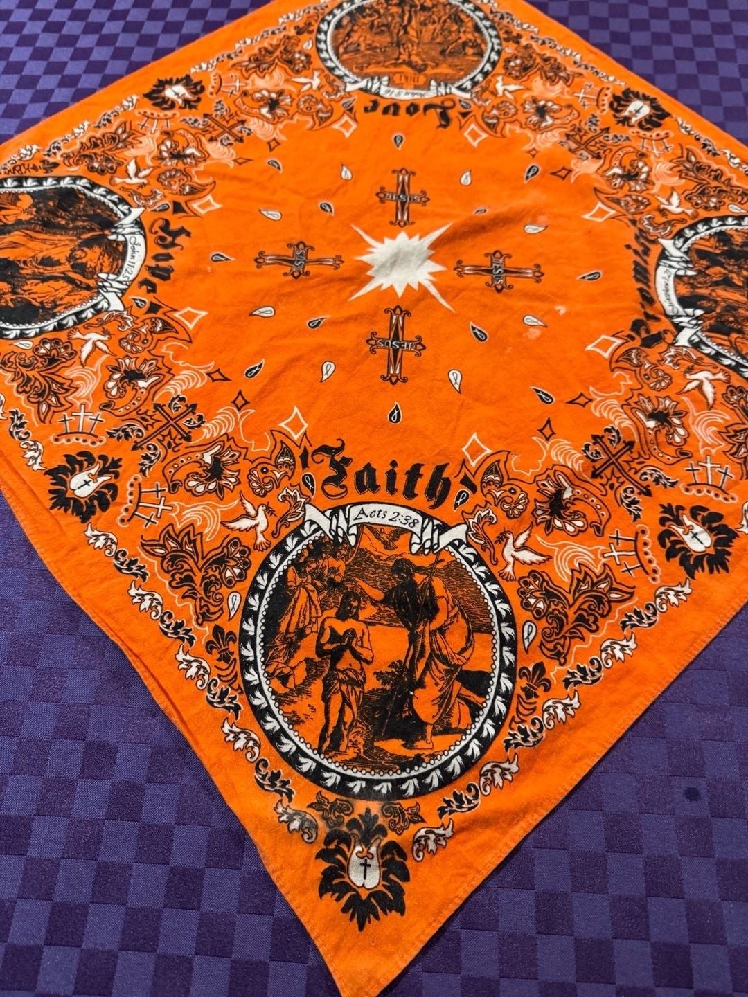 Jesus Christ – Christian Bandana – Orange – 22×22 Inch,