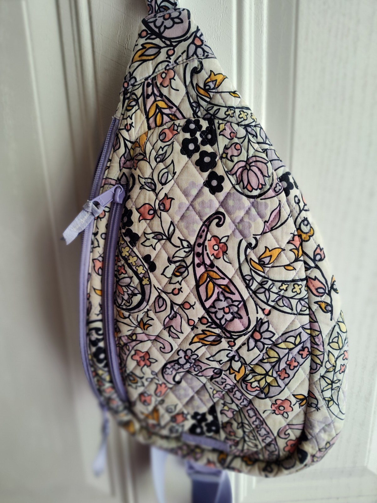 Vera Bradley Maddelena Soft Paisley Crossbody, In Lavendar, Cream And Pink.