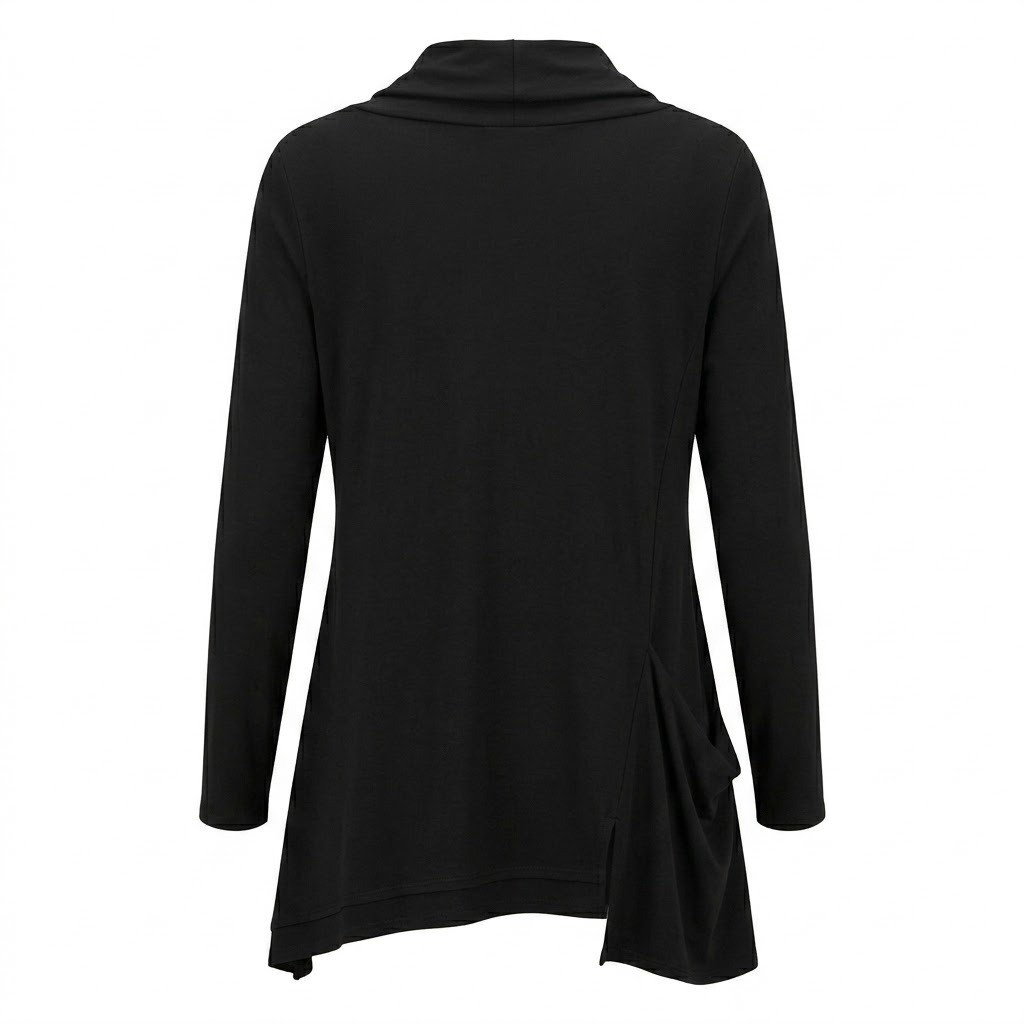 Chalet et ceci Womens Black Cowl Neck Asymmetrical Tunic Top Size Medium