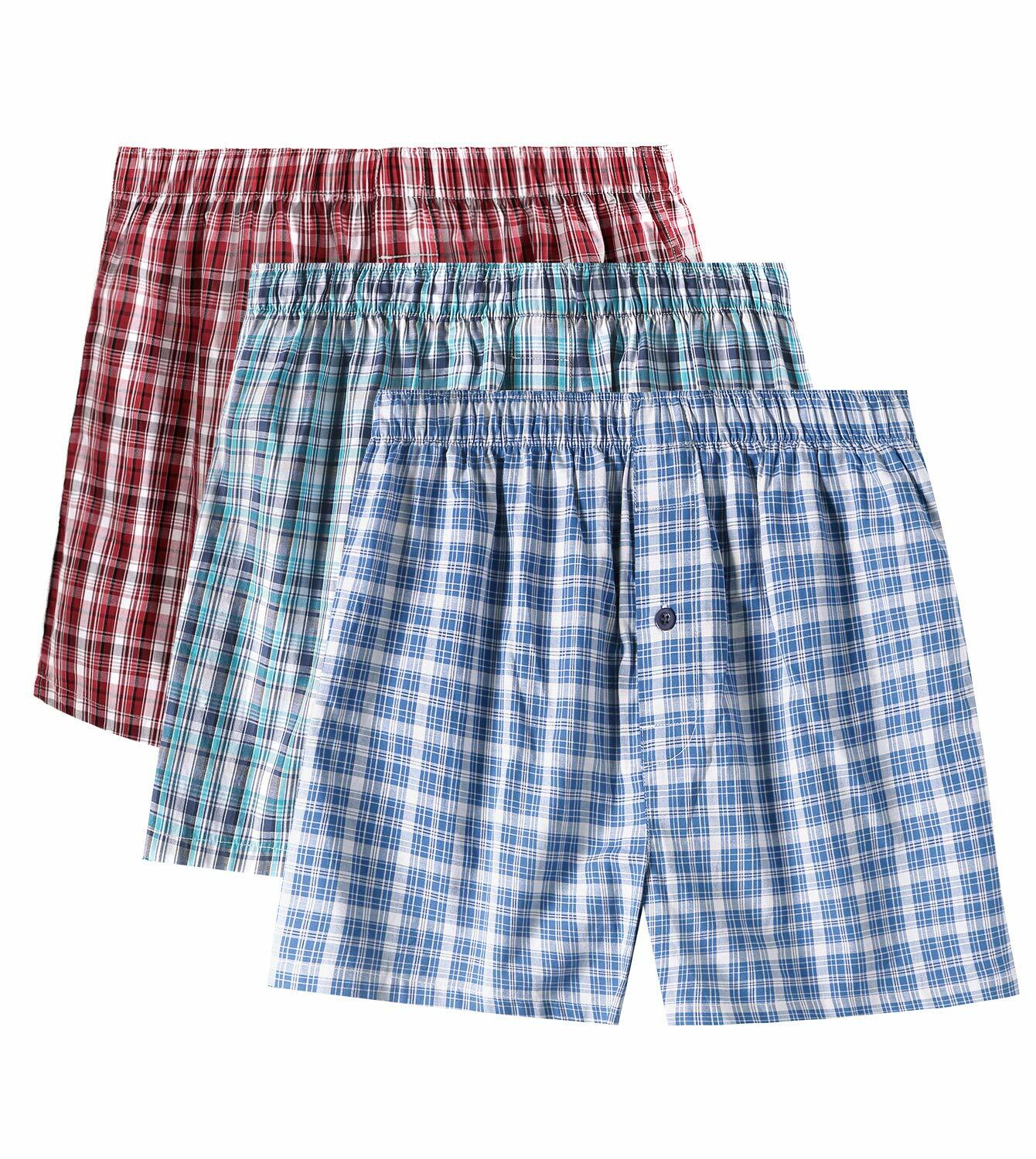 Men’s Woven Boxer Shorts 3 pair underwear sm-md-lg-xl-2x-3x-4x-5x Cotton